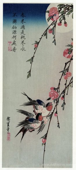 Moon, Swallows and Peach Blossoms