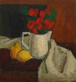 Composition with lemons and poppy