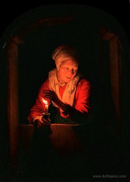 Old woman with a candle