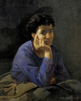 Portrait of an Unknown Woman in a blue blouse