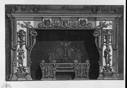 Fireplace: in the frieze, three masks; a rich interior wing