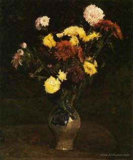 Basket of Carnations and Zinnias