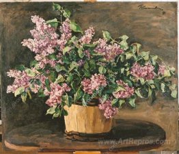 Still Life. Lilacs in a tub.