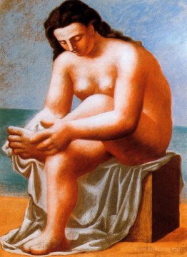 Seated Nude drying her feet