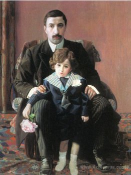 Portrait of Arman Frantsevich Aziber and his son