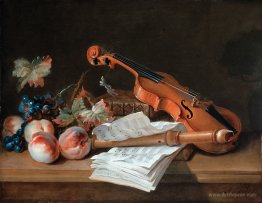 Still Life with a Violin, a Recorder, Books, a Portfolio of Shee