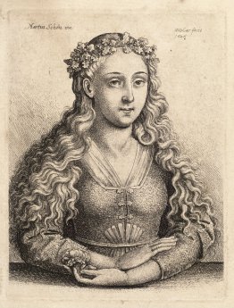 Woman with a wreath of oak leaves