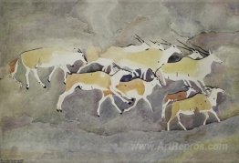 Rock art - Group of Eland, one having a crumpled horn