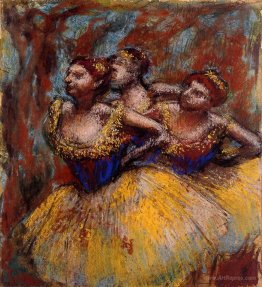 Three Dancers. Yellow Skirts, Blue Blouses