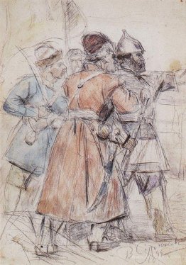 Yermak with cossacks (Study to "The Conquest of Siberia by Yerm