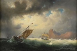 Ship on stormy sea