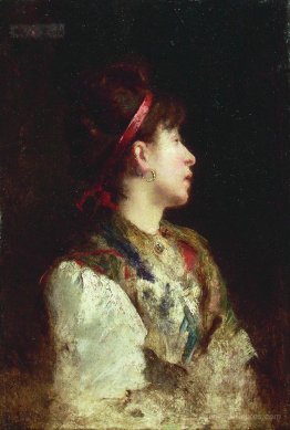 The girl with the red ribbon