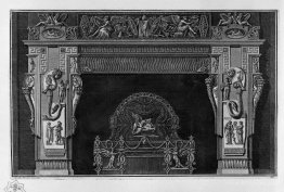 Fireplace: frieze with ribbing and scrapers, and a Greek, a rich