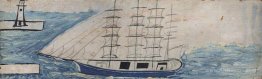 Four-Masted Sailing Ship and Lighthouse