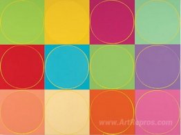 Untitled Circle Painting: 12 multicoloured panels, no.1