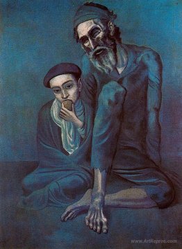 Old blind man with boy