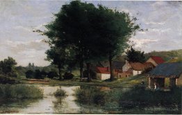 Autumn Landscape (Farm and pond)