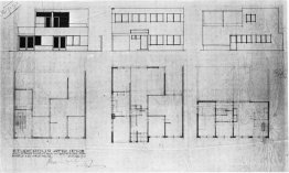 Design for a house and studio for Bertalan Pór, elevations and p