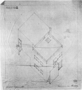 Axonometric drawing of the house in Meudon