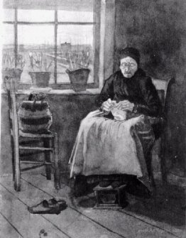 Woman at the Window, Knitting