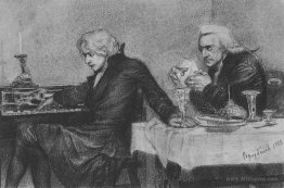 Salieri pours poison into a Mozart's glass