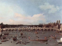 Westminster Bridge from the north on Lord Mayor's Day