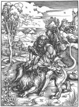 Samson slaying the lion