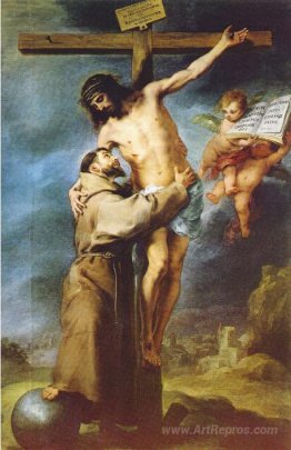 Saint Francis of Assisi embracing the crucified Christ