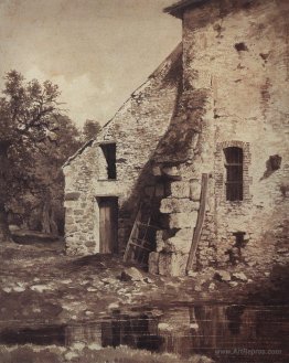 The old house on the shore of the pond