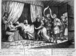 Mary Toft, apparently giving birth to rabbits