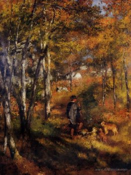 The Painter Jules Le Coeur Walking His Dogs in the Forest of Fon