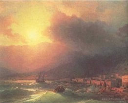 View of Yalta in evening