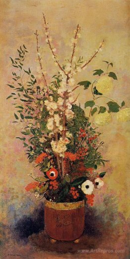 Vase of Flowers with Branches of a Flowering Apple Tree