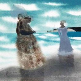 Two women on the shore