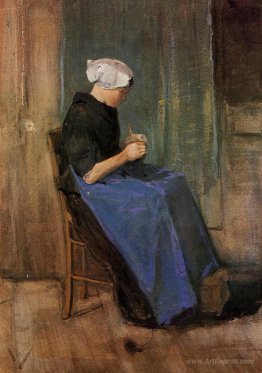 Young woman knitting