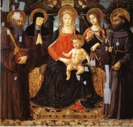 Madonna and Child Enthroned Among St. Benedict, St. Scholastica,