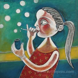 Young Girl Making Soap Bubbles