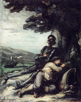 Don Quixote and Sancho Pansa Having a Rest under a Tree