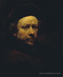 Self-portrait with beret and turned up collar