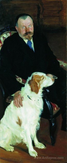 Portrait of Dr. S. Y. Lyubimov with dog