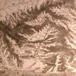 Topographical drawing of a river valley