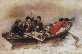 Cossacks in boat (Study to "The Conquest of Siberia by Yermak")