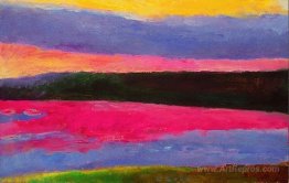 Gray Cloud Magenta Water #145