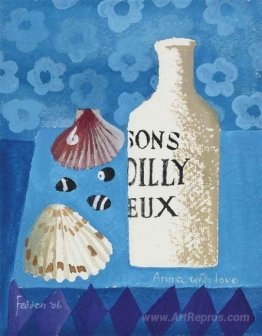 Still life with bottle and shells