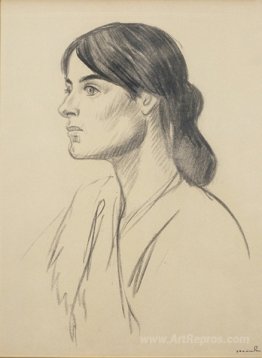 Portrait drawing of Suzanne Valadon