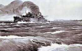 The Battle of Tsushima. Last minutes of battleship Prince Suvoro