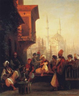 Coffee house by the Ortaköy Mosque in Constantinople