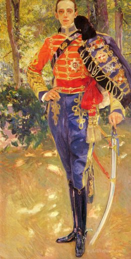 Portrait of King Alfonso XIII in the uniform of the hussars