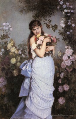 A Young Woman in a Rose Garden