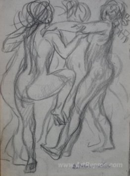 Three Nude Women Dancing